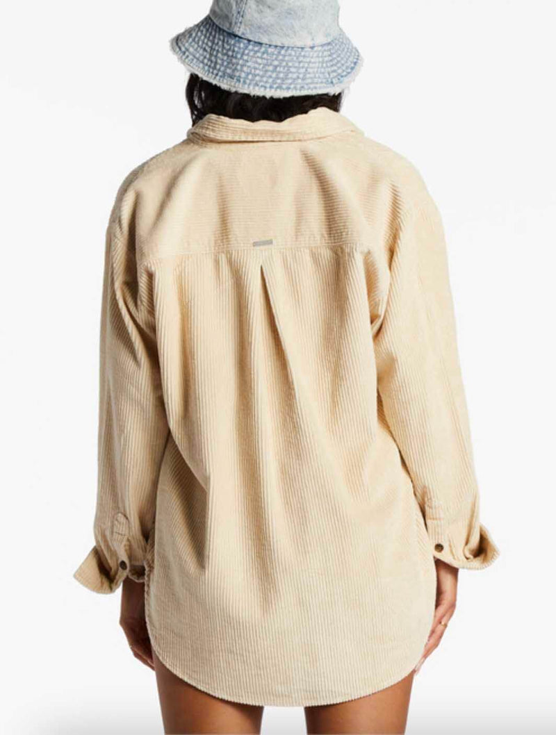 Billabong So Stoked Oversized Button Down Shirt in Antique White