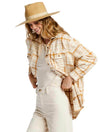 Billabong So Stoked Button Up Plaid Shirt in White Cap