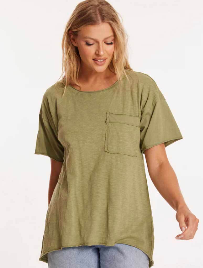 Half Sleeve Drop Open Crew Tunic