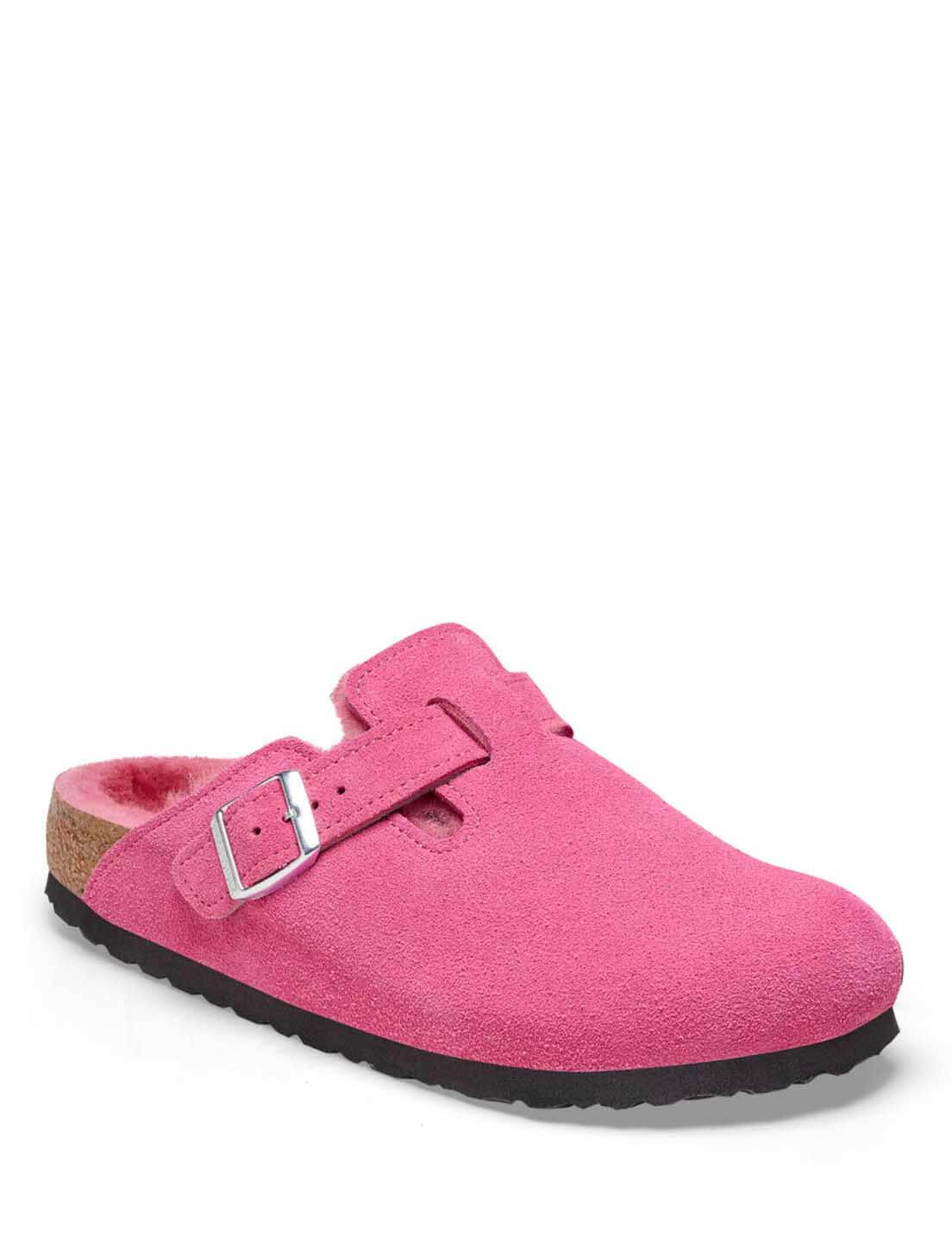 Birkenstock Boston Shearling Clog in Fuchsia Tulip