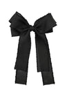 Dot Trimmed Long Tail Bow Hair Clip in Black