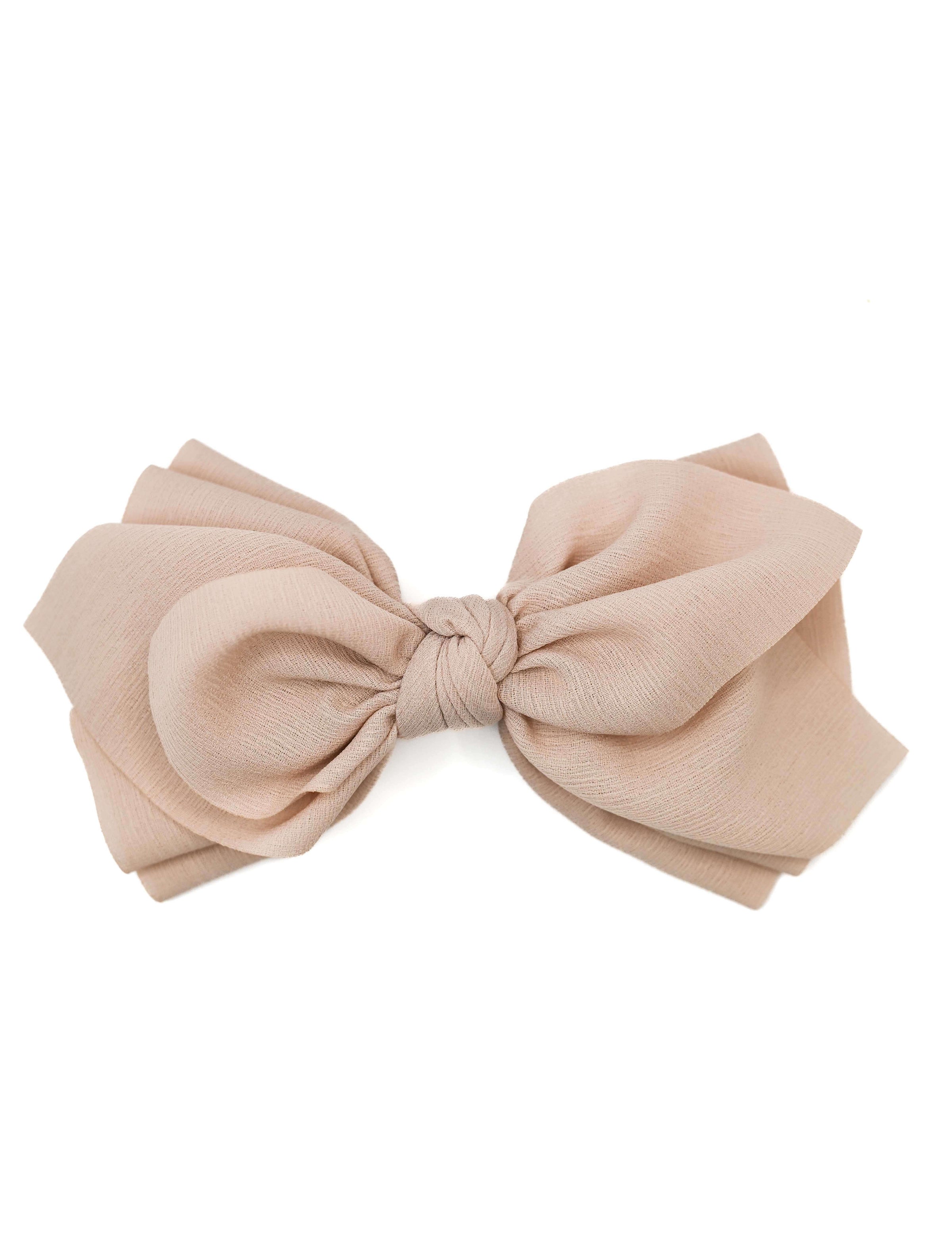 Multi Layered Knotted Bow Hair Clip in Beige