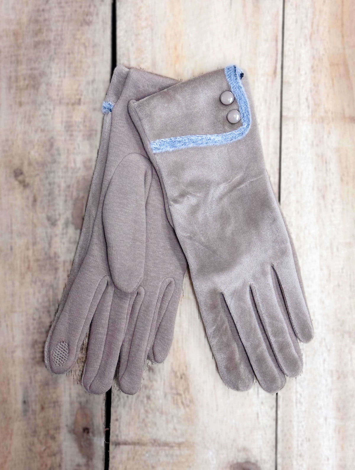 Fur Trim Gloves in Khaki