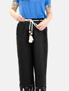 Embroidered Pants with Rope Belt