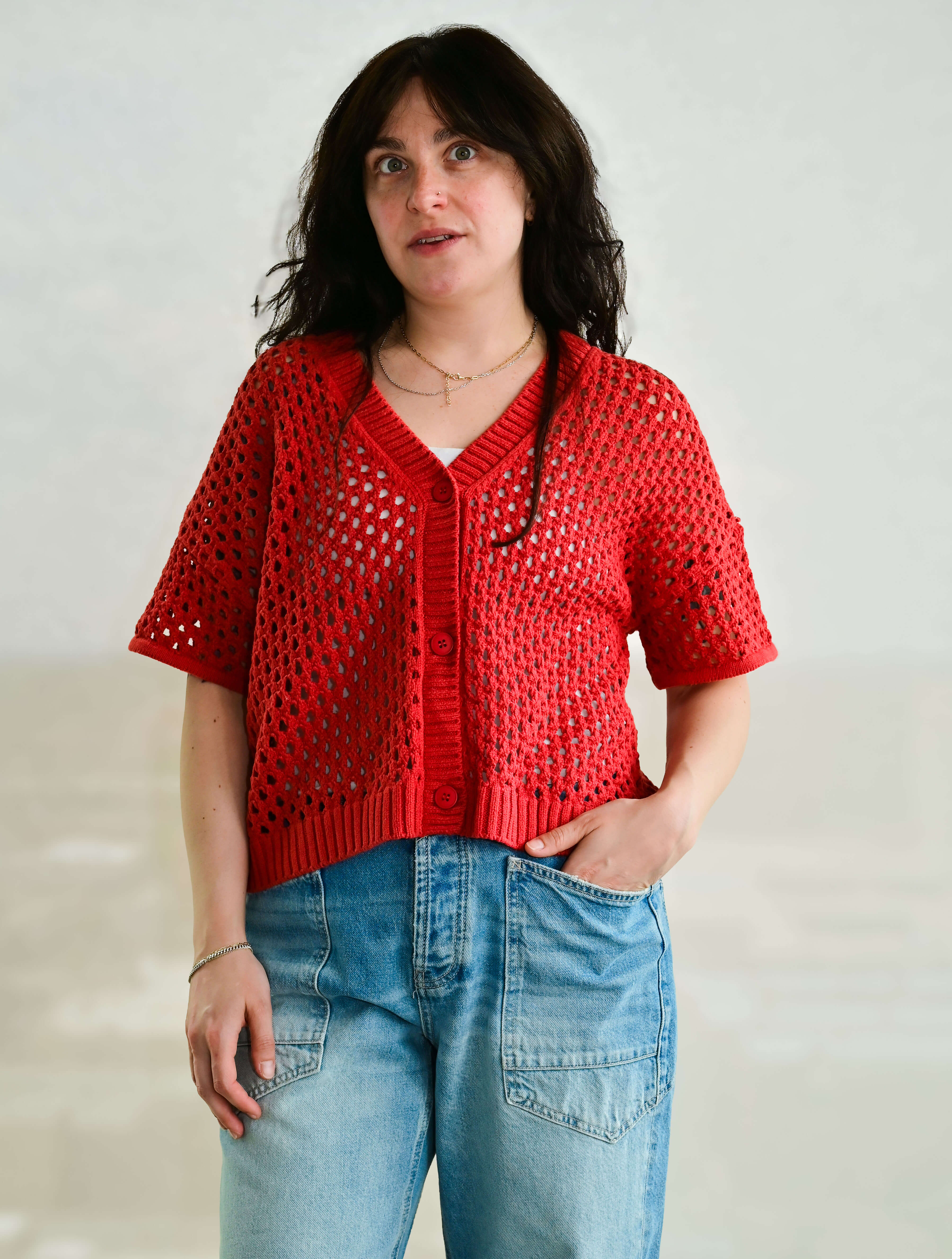 Short Sleeve Crochet Cardigan