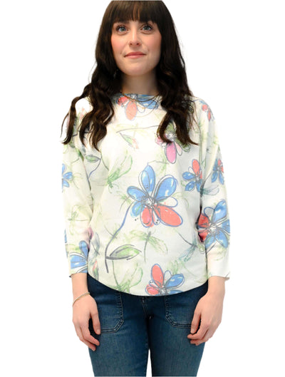 Boatneck Floral Sweater