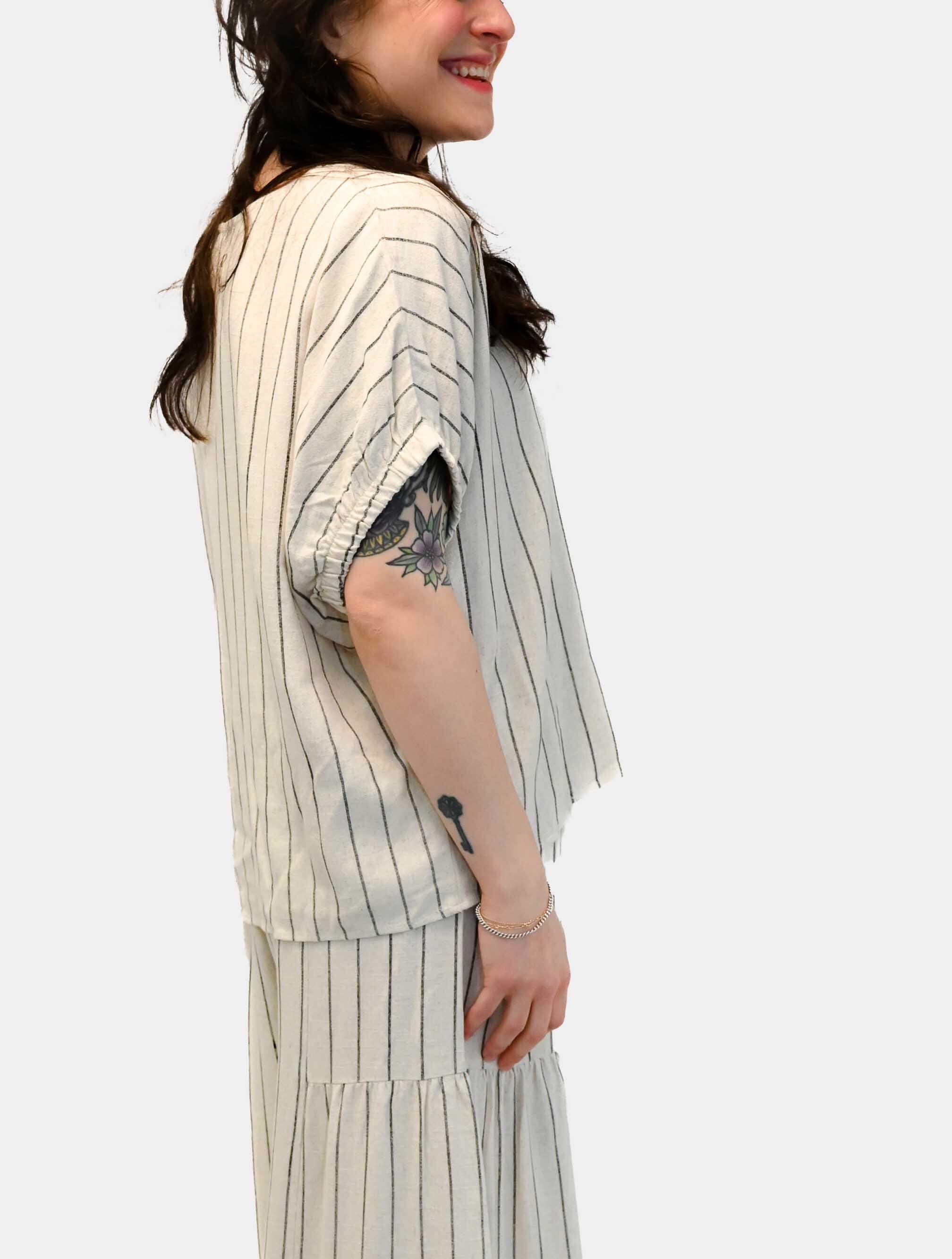 Puff Sleeve Striped Top