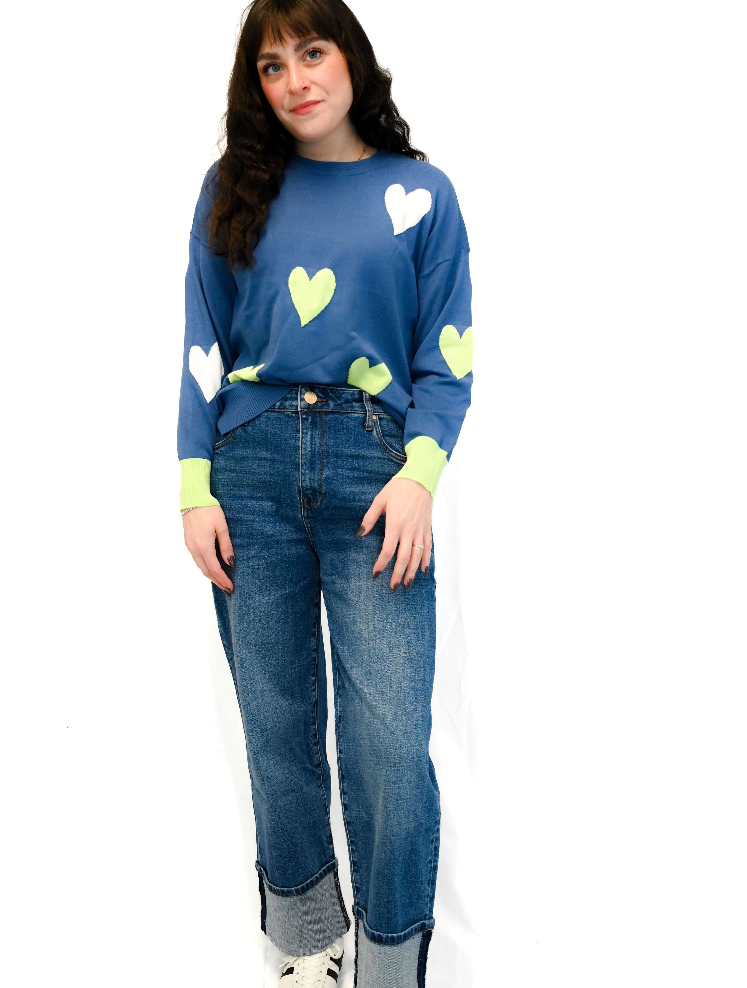 Heart Detail Long Sleeve Sweater