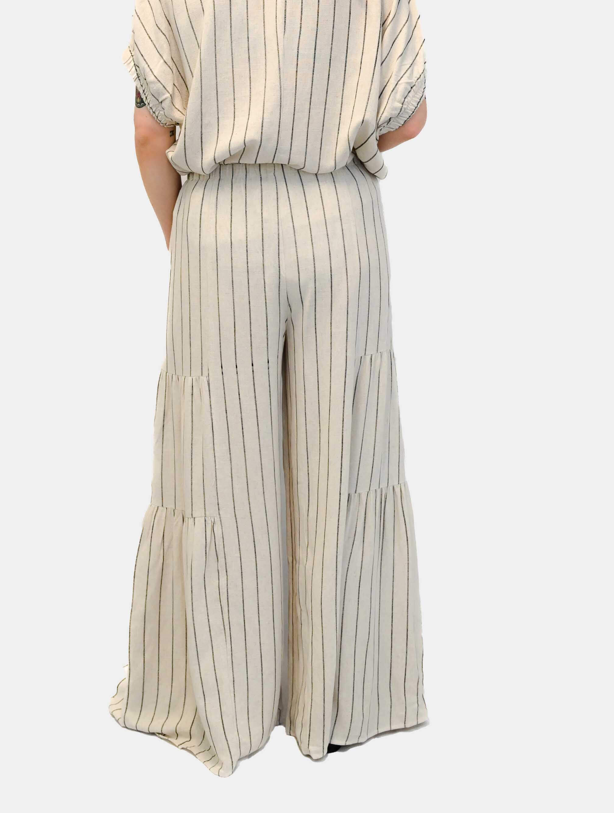 Striped Flowy Tier Pant