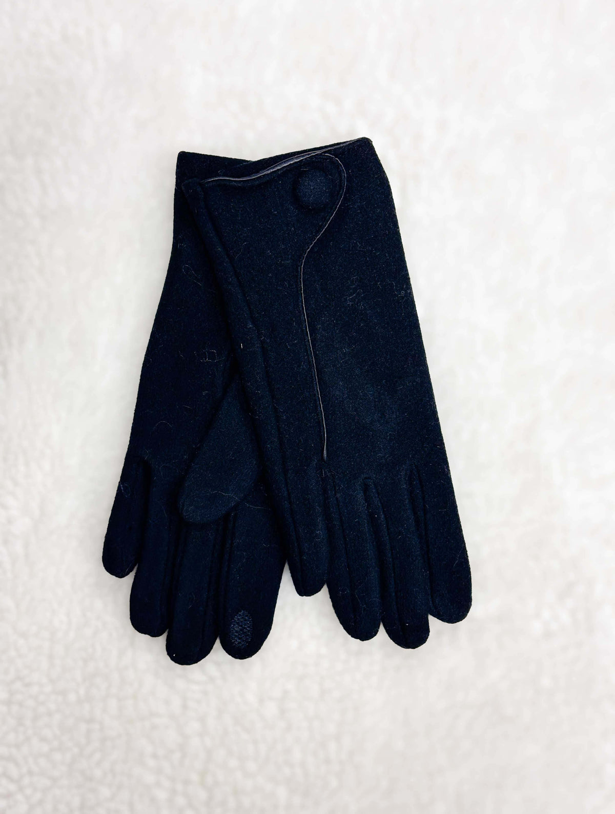 Gloves with Button Detail in Black