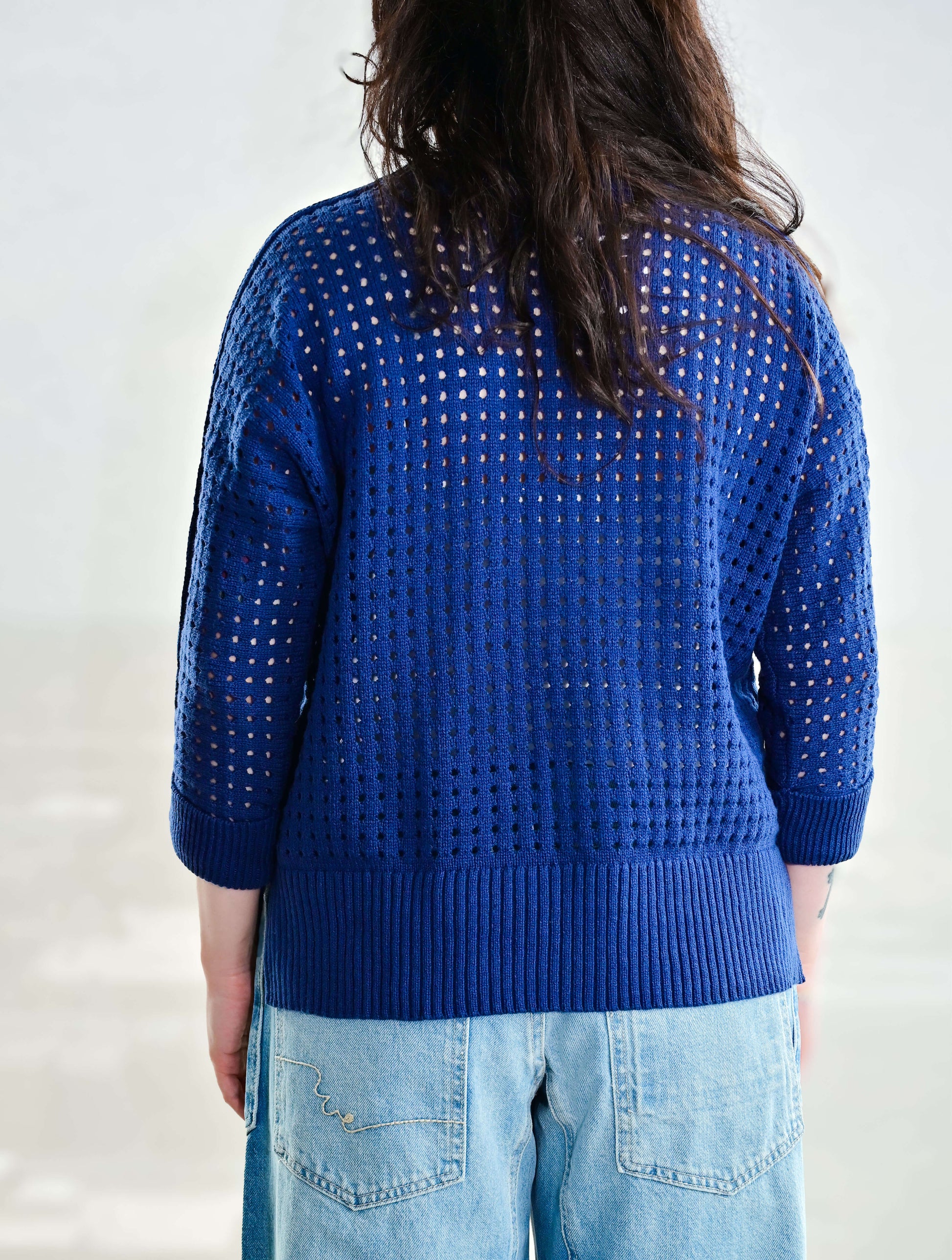 3/4 Sleeve Open Knit Sweater
