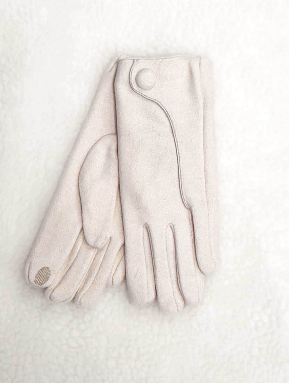 Gloves with Button Detail in Ivory