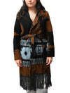 Belted Fringe Coat