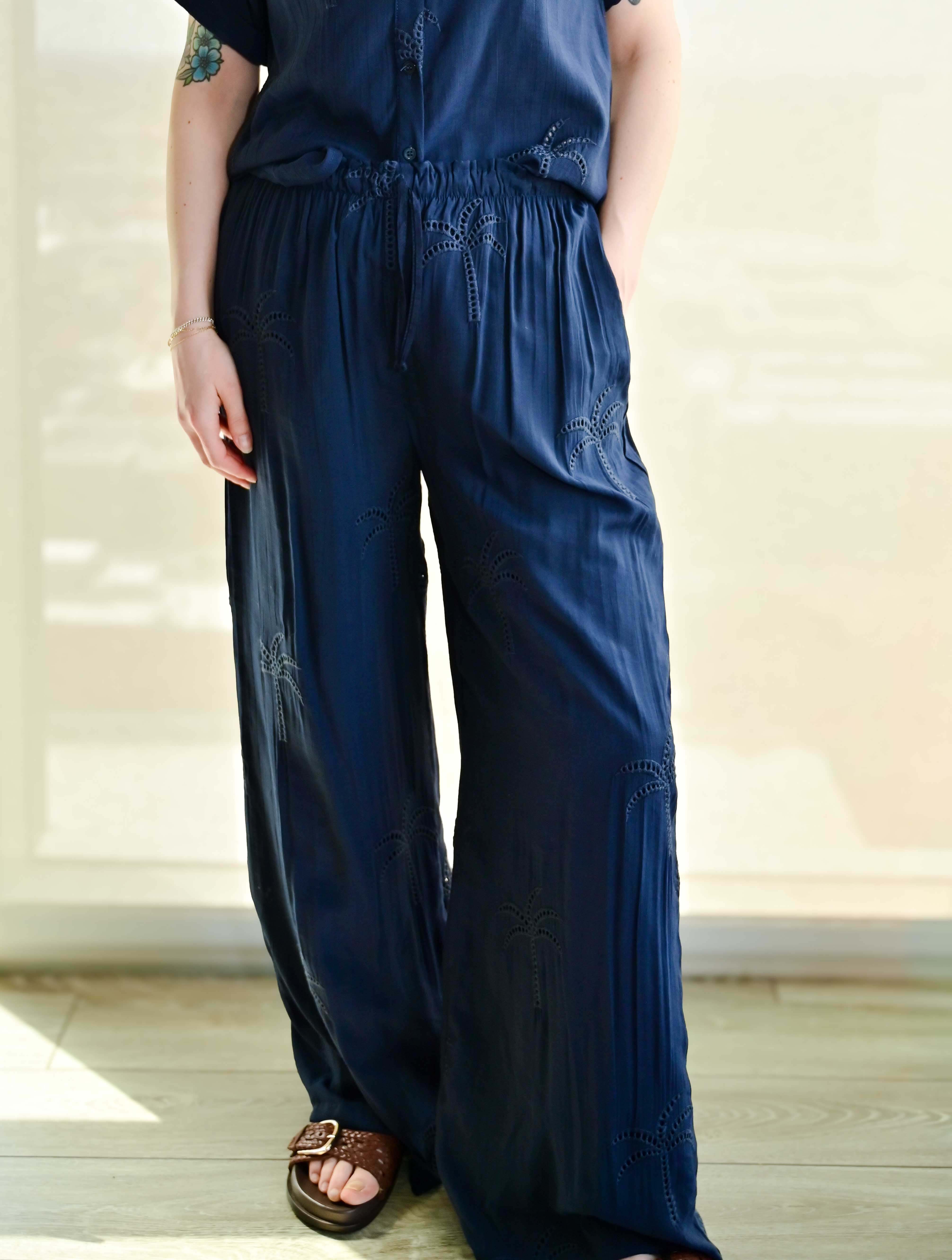 Palm Tree Eyelet Pants