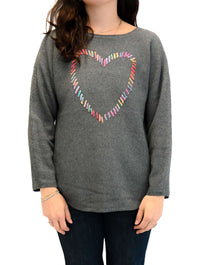 Rainbow Stitch Heart Sweater