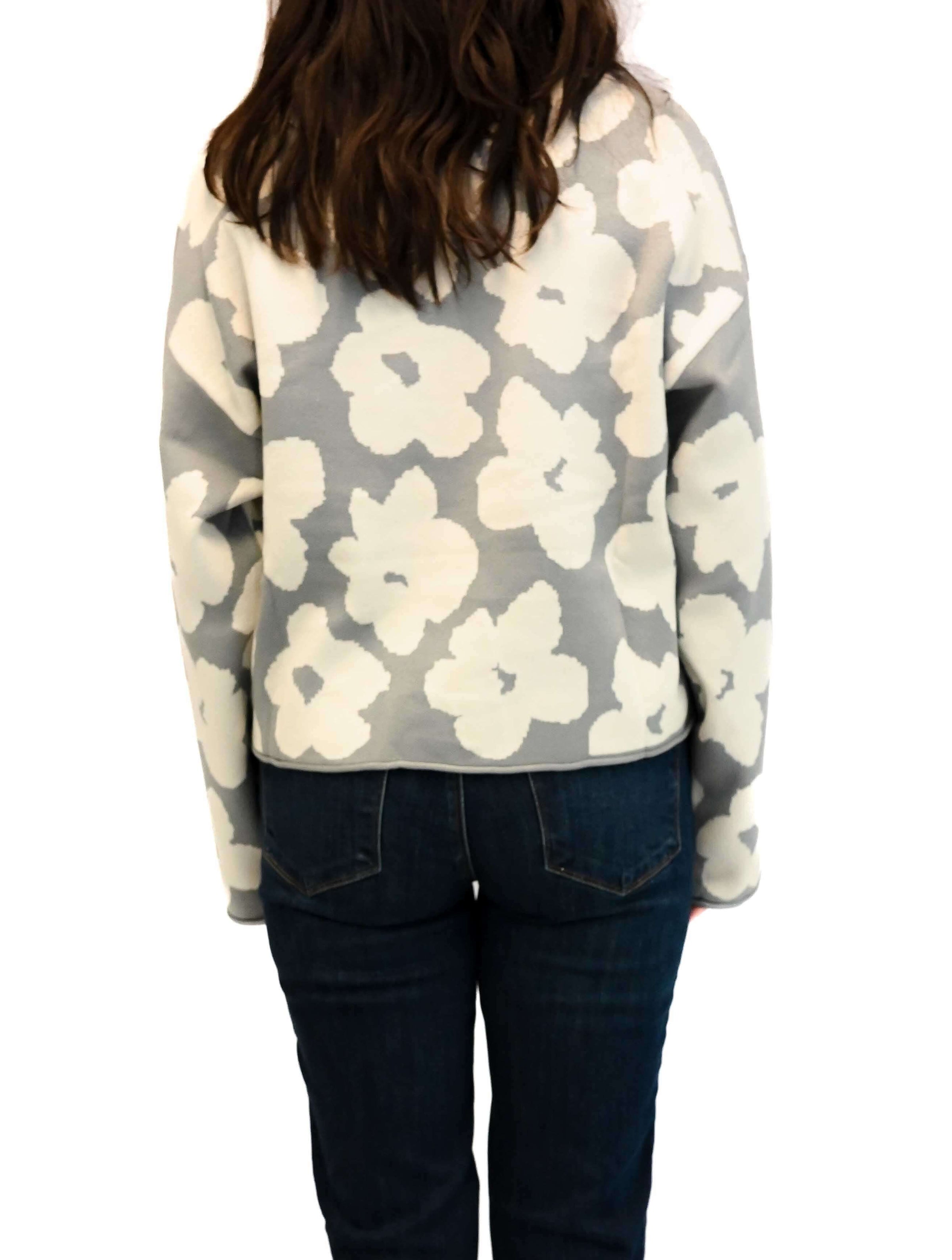 Abstract Floral Boatneck Sweater