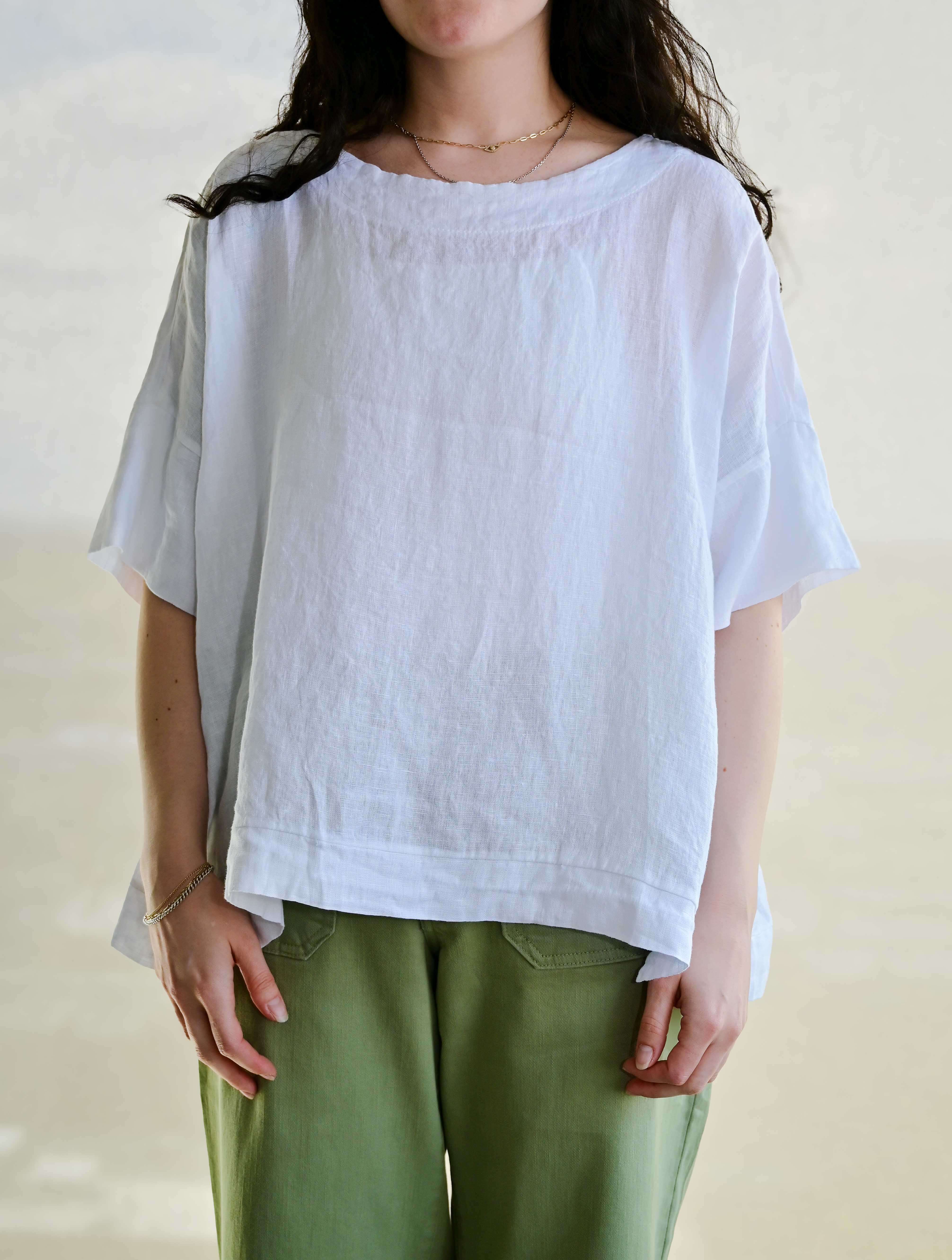 Oversized Scoop Neck Linen Top