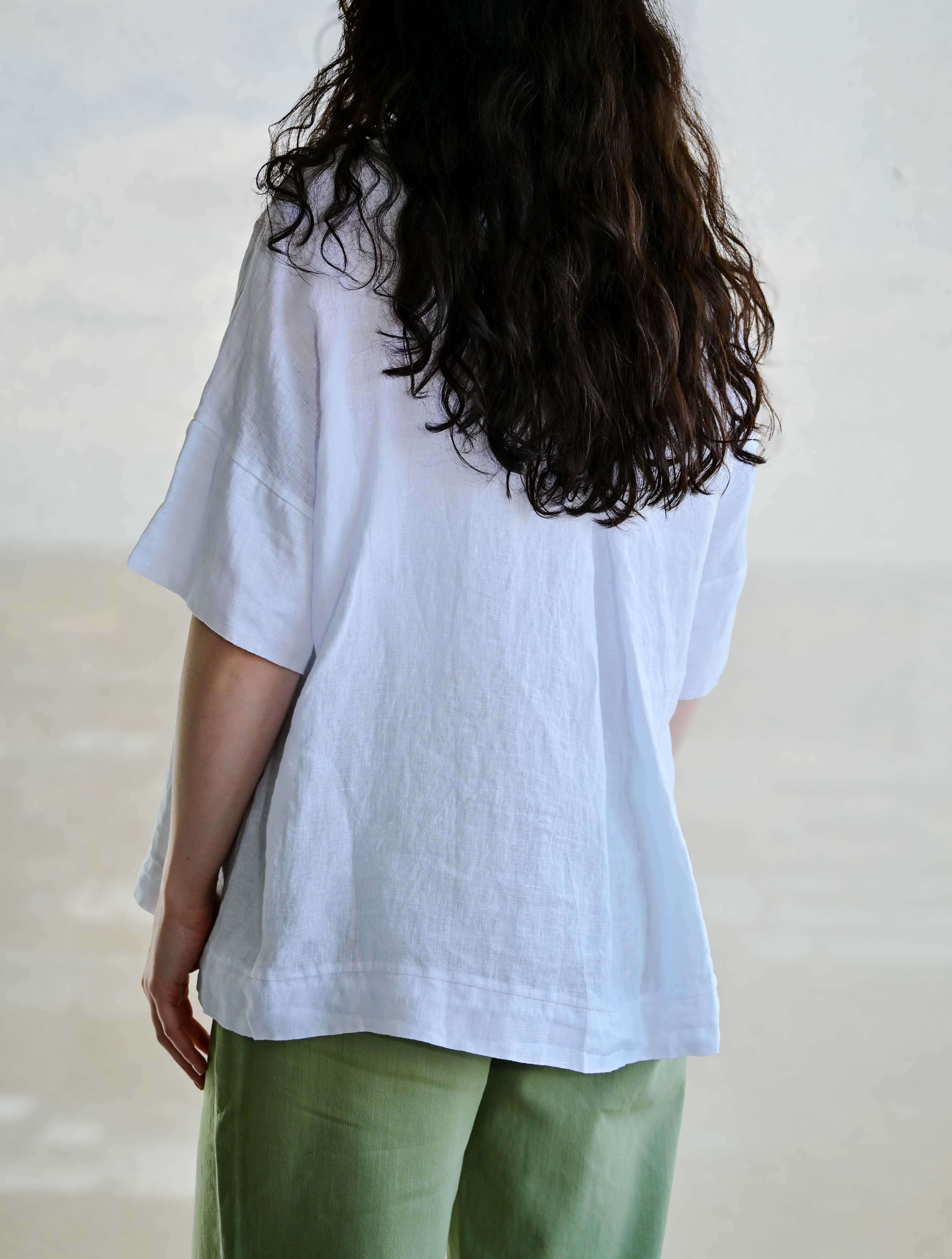 Oversized Scoop Neck Linen Top