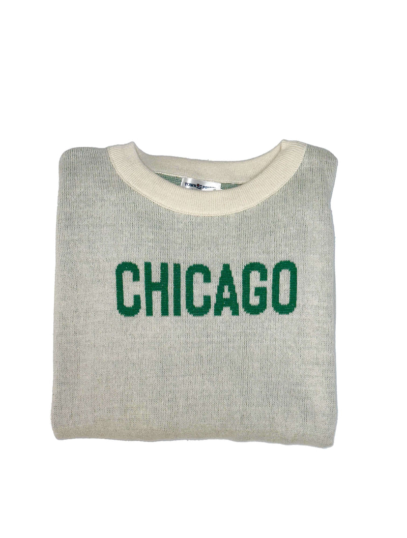 "Chicago" Boxy Sweater in Natural/Green