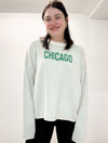 "Chicago" Boxy Sweater in Natural/Green
