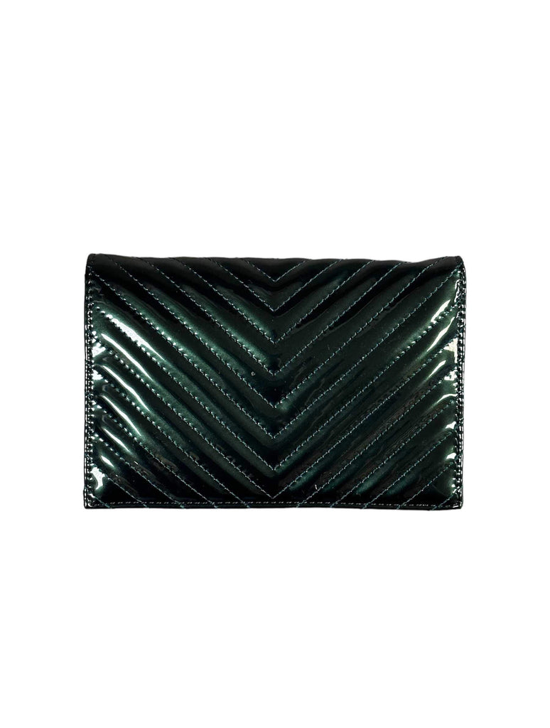 Riley Chevron Clutch with Crossbody Strap in Green