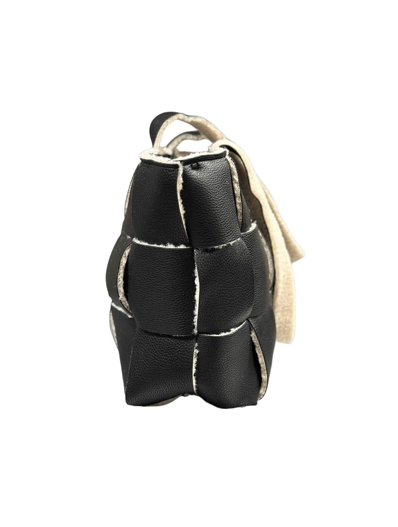 Lily Paneled Sherpa Tote in Black