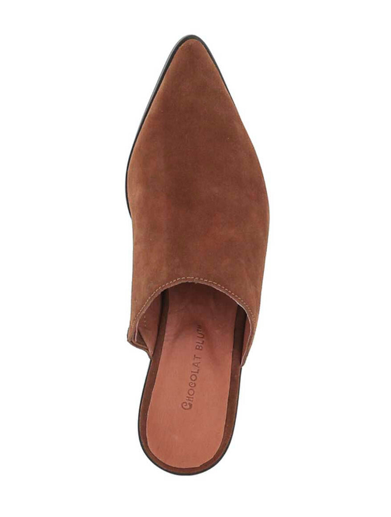 Chocolat Blu Cellia Pointed Toe Mule in Rust Suede