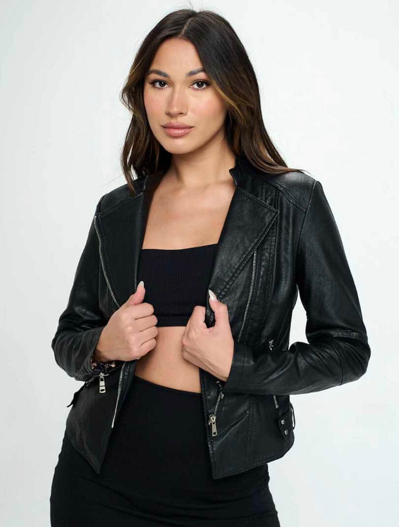 Vegan Leather Breann Jacket in Black