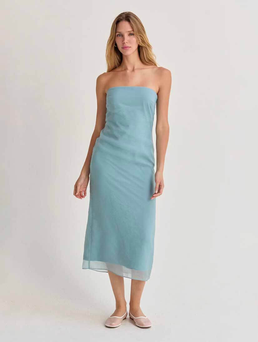 Zeah Organza Tube Midi Dress