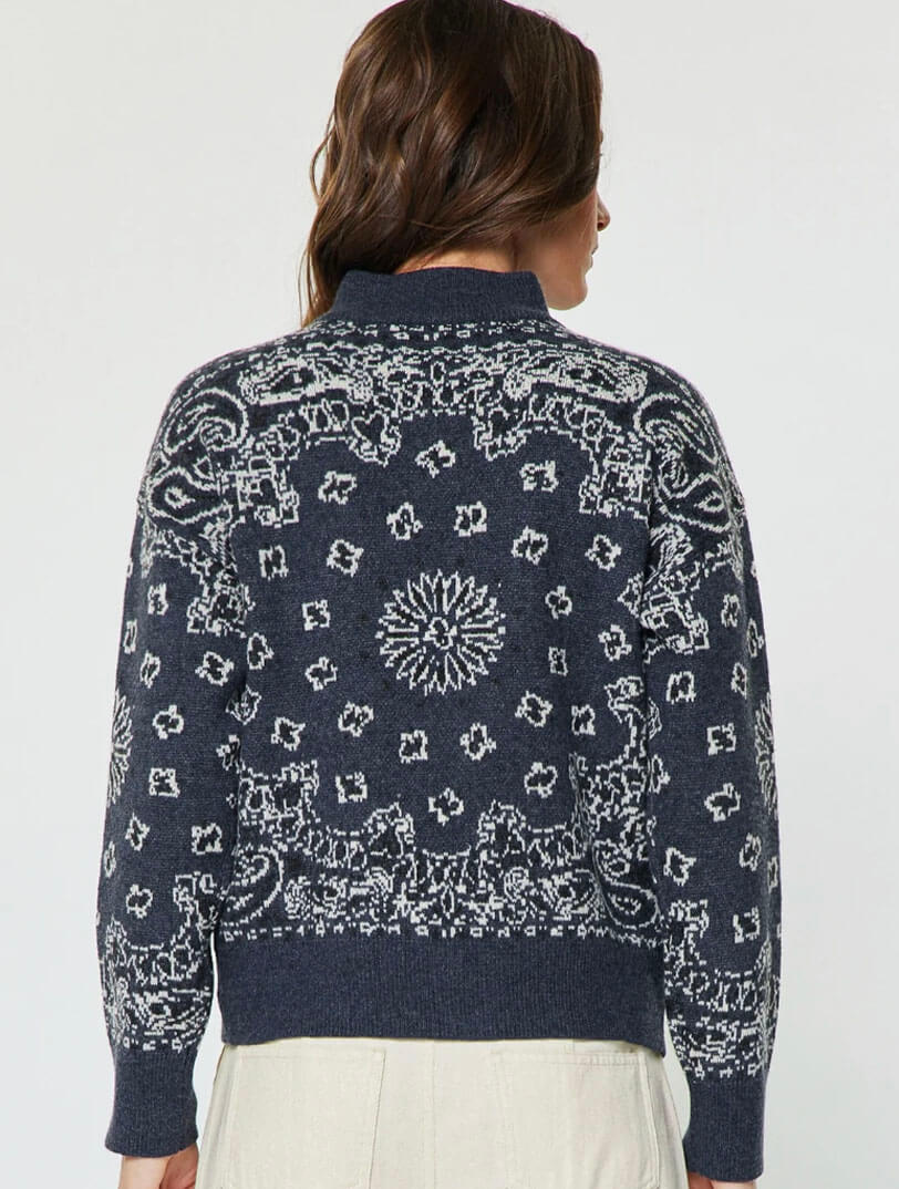 Paisley Half Zip-Up Sweater