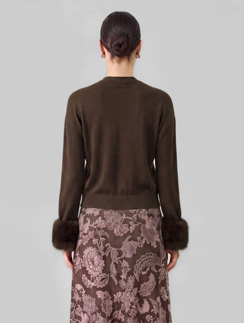 Fur Cuff Soft Knit Cardigan