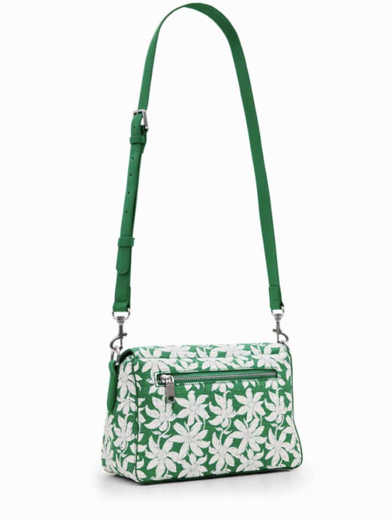 Desigual Textured Floral Bag in Jungle Green