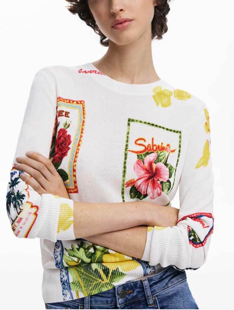 Desigual Tropical Stamps Sweater