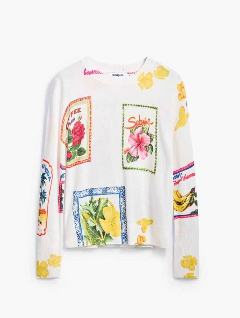 Desigual Tropical Stamps Sweater