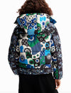Desigual Padded Patchwork Puffer Jacket in Blue Multi