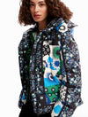 Desigual Padded Patchwork Puffer Jacket in Blue Multi