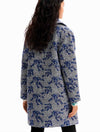 Desigual Double-Breasted Herringbone Coat in Blue