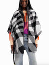 Desigual Plaid Belted Poncho in Black
