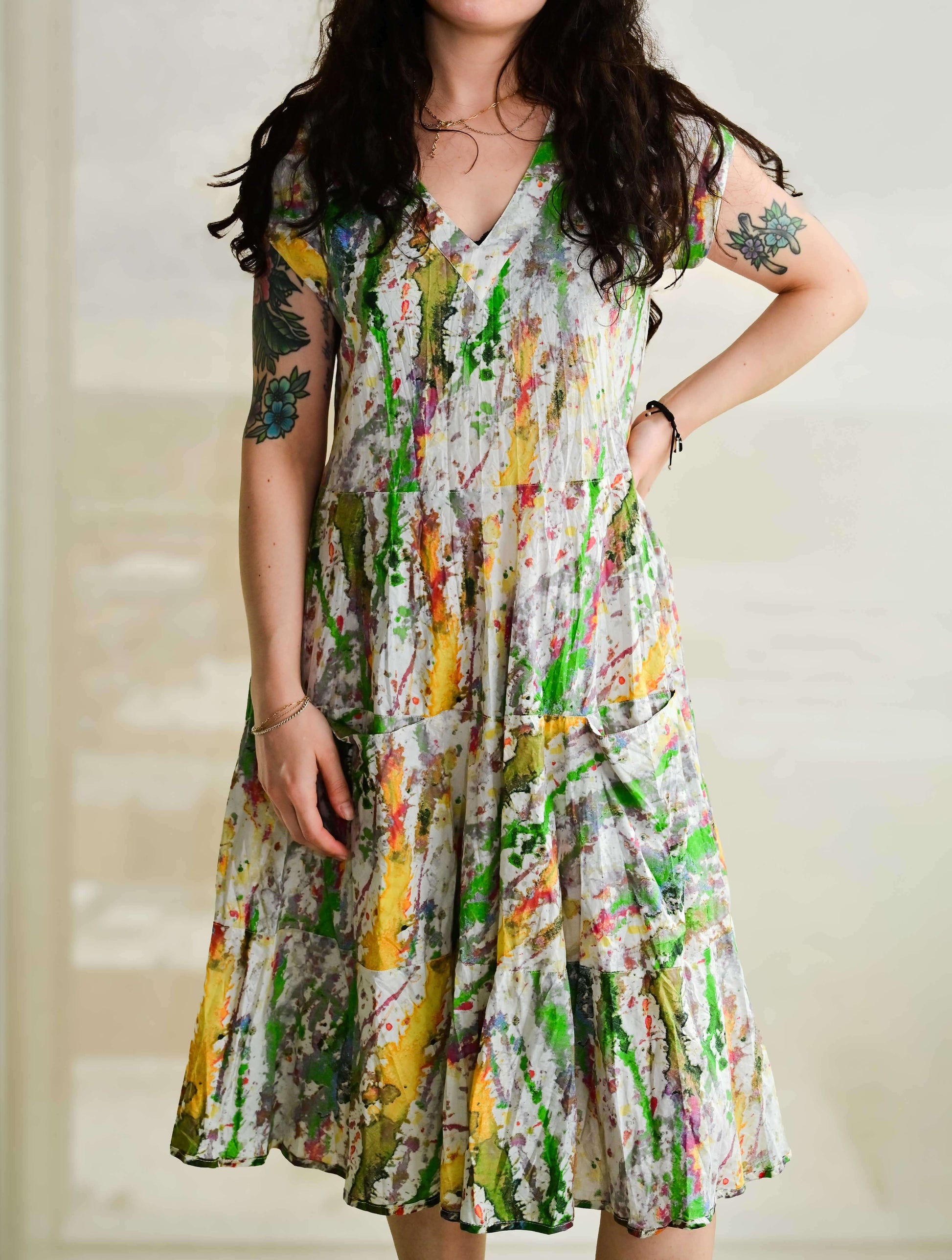 Jalan Cap Sleeve Midi Dress