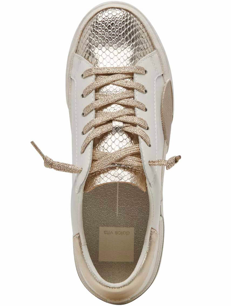 Dolce Vita Zina Sneakers in White/Gold Leather