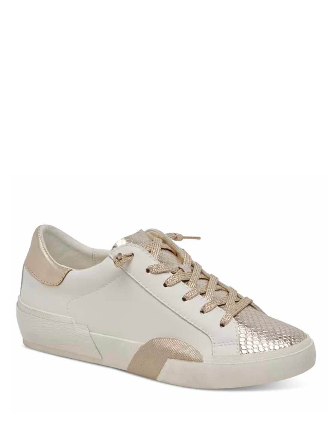 Dolce Vita Zina Sneakers in White/Gold Leather