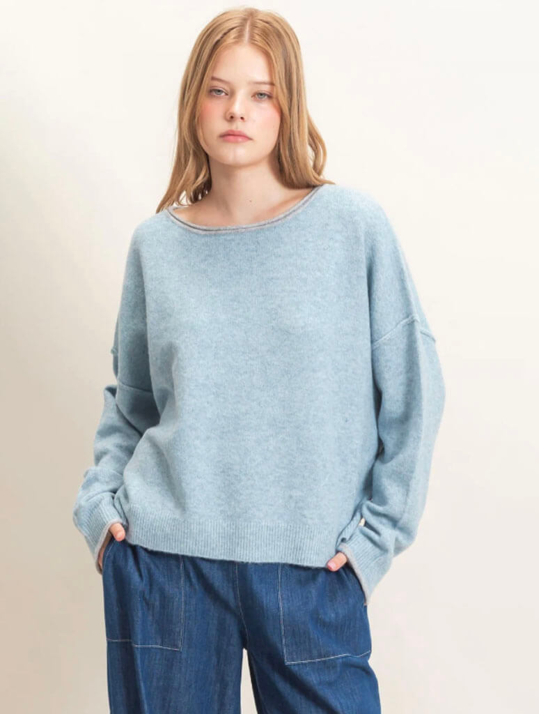 Relaxed Wide Neck Knit Sweater