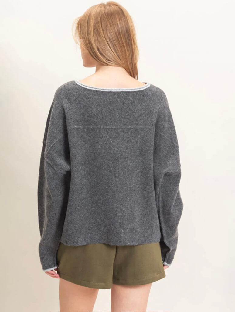Relaxed Wide Neck Knit Sweater