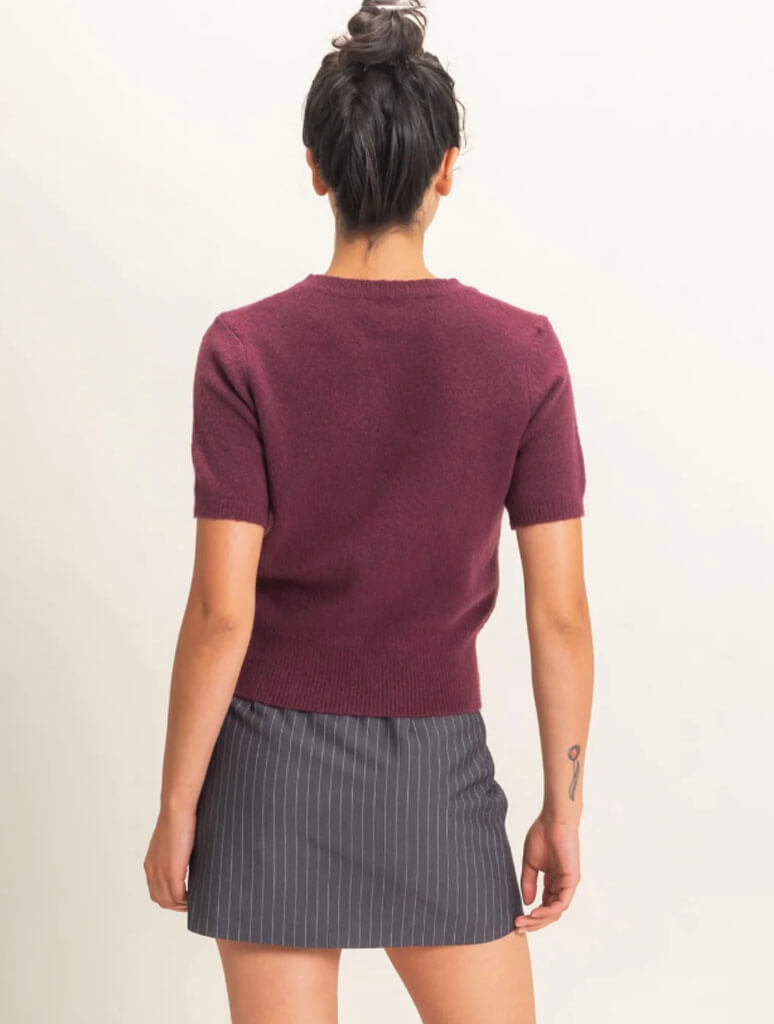 Crewneck Short Sleeve Knit Top