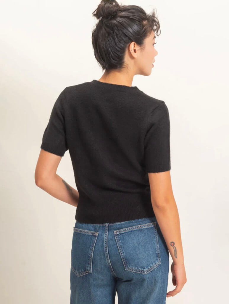 Crewneck Short Sleeve Knit Top