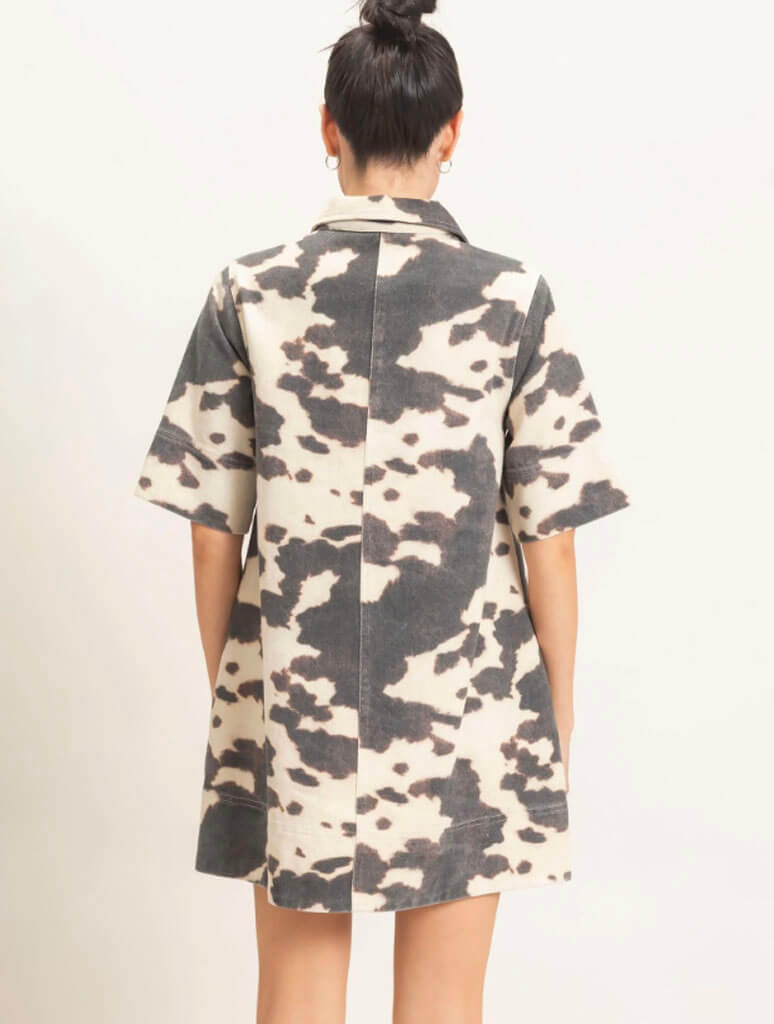 Cow Print Short Sleeve Dress