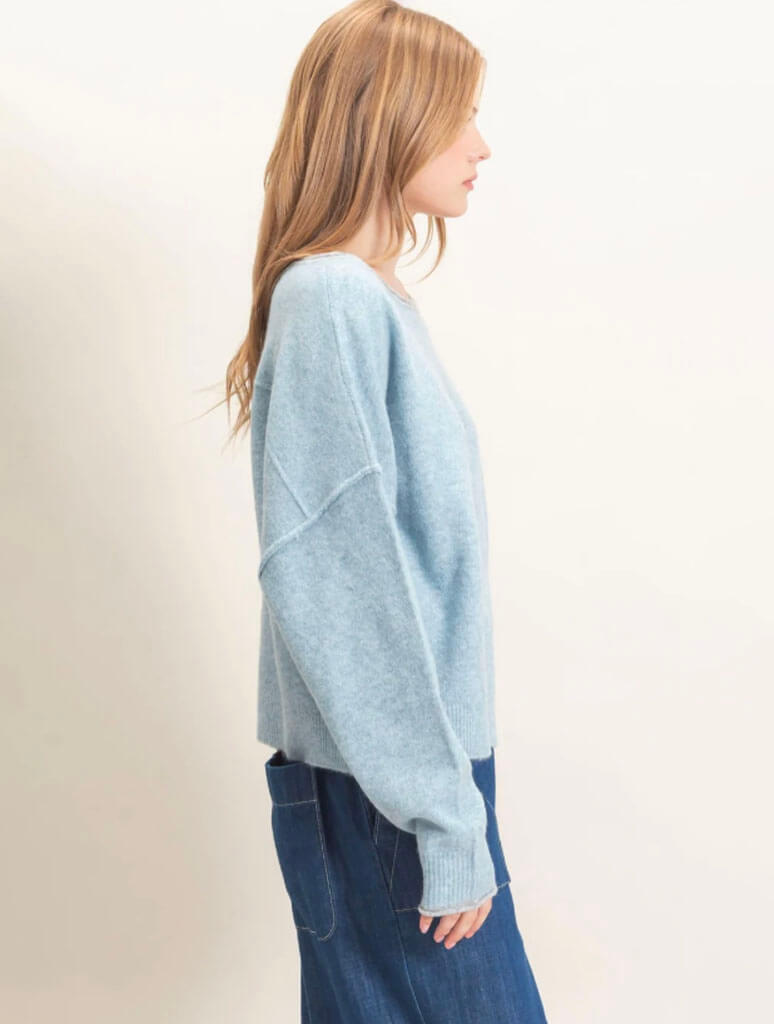 Relaxed Wide Neck Knit Sweater
