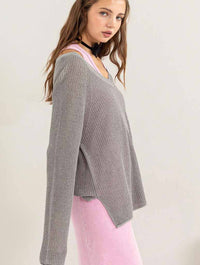 Long Sleeve Oversized Sweater in Grey