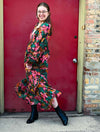 Mid/Maxi Dress Long Sleeve in Nightfall Botanic