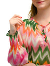 Long Sleeve Flowy Blouse in Sunset Combo